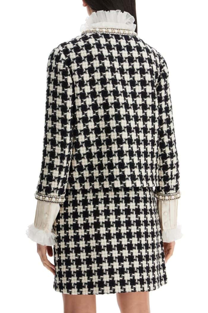 VALENTINO GARAVANI Embroidered Jacket In Damier Light Tweed