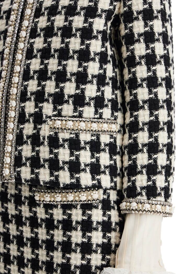 VALENTINO GARAVANI Embroidered Jacket In Damier Light Tweed