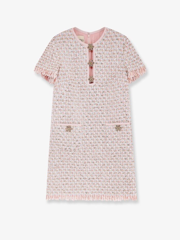 Valentino Garavani Embroidered Ribbon Tweed Dress