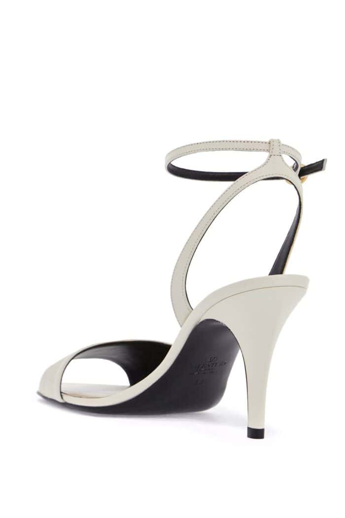 VALENTINO GARAVANI Ivory Goat Leather Stiletto Sandal With Striped Strap