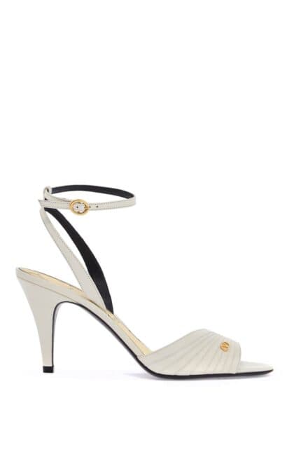 VALENTINO GARAVANI Ivory Goat Leather Stiletto Sandal With Striped Strap