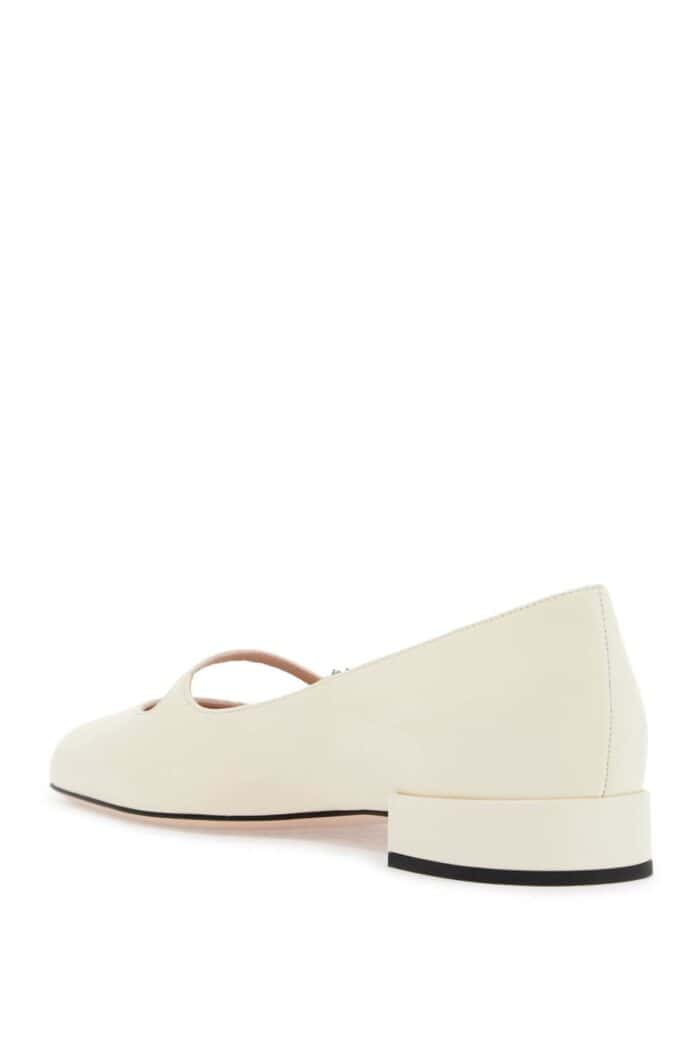 VALENTINO GARAVANI Ivory Kid Leather Ballerinas With Crystal Flower