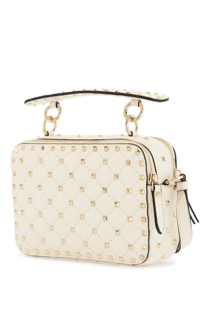 VALENTINO GARAVANI Ivory Quilted Leather Crossbody Bag With Studs