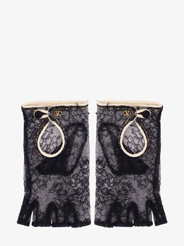Valentino Garavani Lace Gloves With Leather Profiles