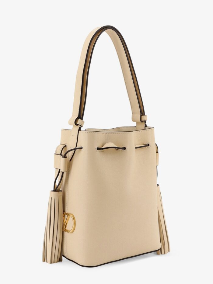 Valentino Garavani Leather Bucket Bag With Metal VLogo Signature