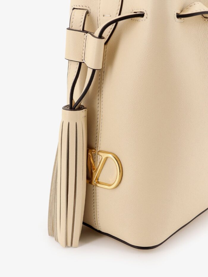 Valentino Garavani Leather Bucket Bag With Metal VLogo Signature