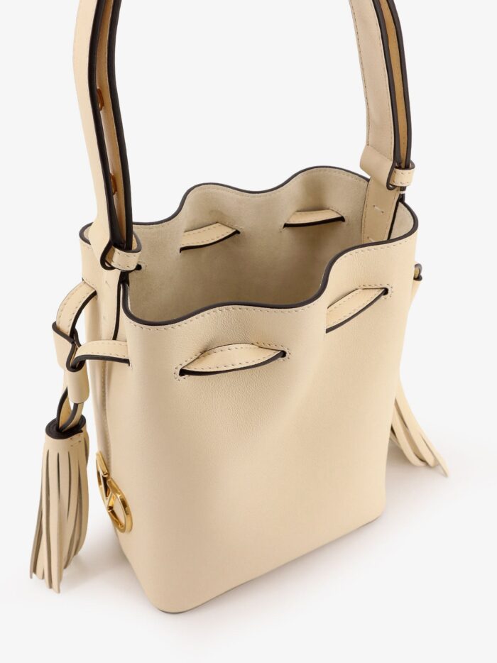 Valentino Garavani Leather Bucket Bag With Metal VLogo Signature