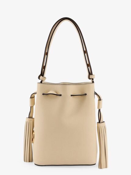 Valentino Garavani Leather Bucket Bag With Metal VLogo Signature