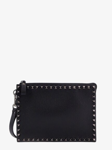 Valentino Garavani Leather Clutch With Iconic Studs