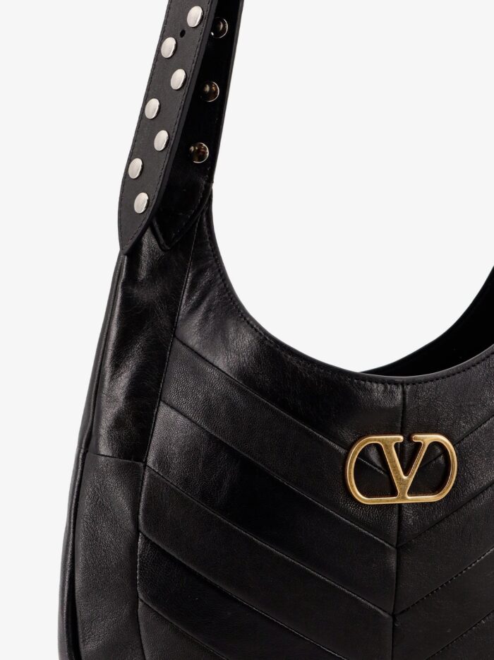 valentino garavani leather hobo crossbody bag with metal vlogo signature Valentino Garavani Leather Hobo Crossbody Bag With Metal VLogo Signature