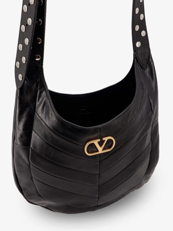 valentino garavani leather hobo crossbody bag with metal vlogo signature Valentino Garavani Leather Hobo Crossbody Bag With Metal VLogo Signature