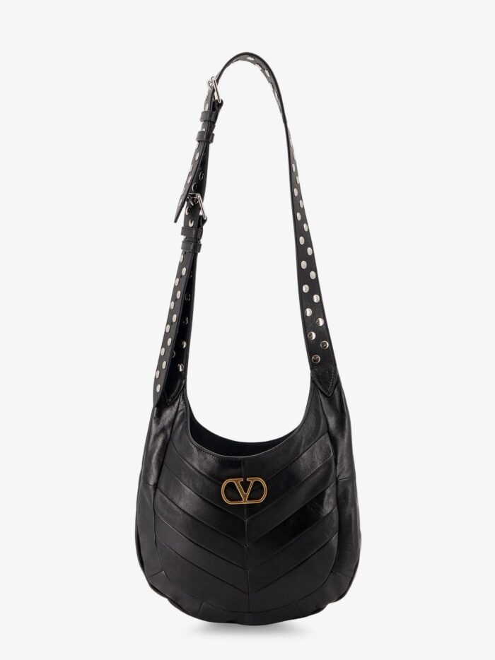 valentino garavani leather hobo crossbody bag with metal vlogo signature Valentino Garavani Leather Hobo Crossbody Bag With Metal VLogo Signature