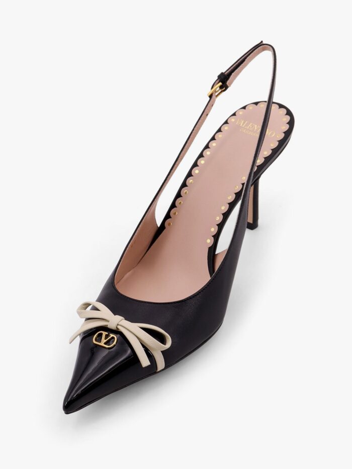 Valentino Garavani Leather Slingback With Patent Leather Toe