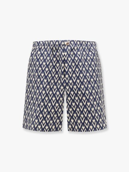 Valentino Garavani Linen Bermuda Shorts With Toute La V Motif