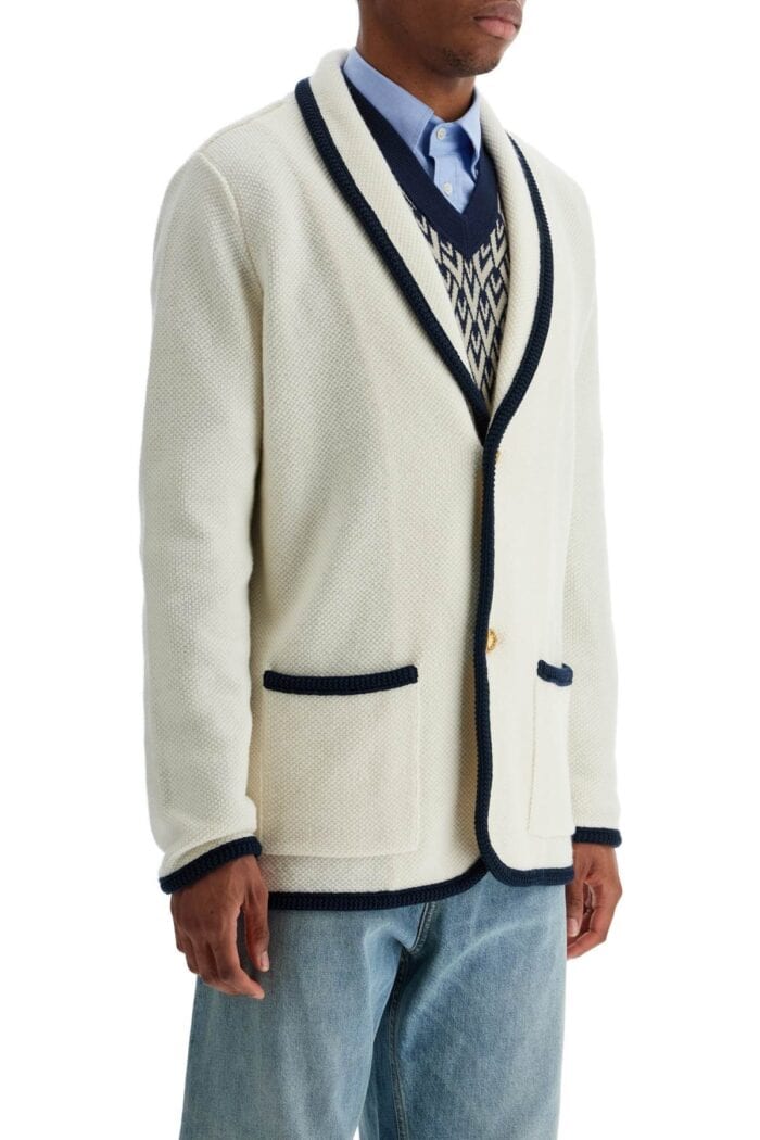 VALENTINO GARAVANI Men's Cotton And Wool Jacket In Butter Color With Shawl Collar