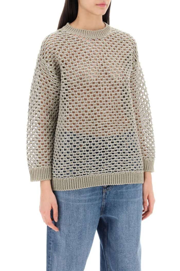 VALENTINO GARAVANI "mesh Knit Pullover With Sequins Embell