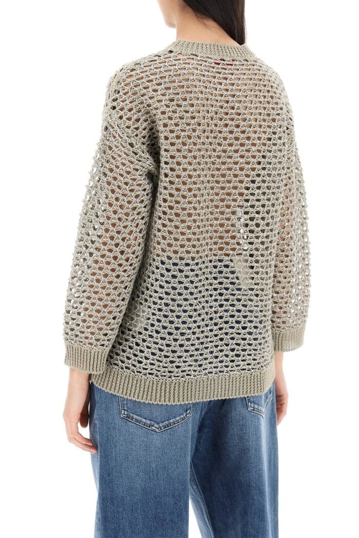 VALENTINO GARAVANI "mesh Knit Pullover With Sequins Embell