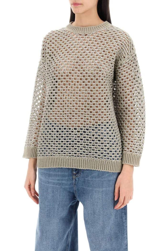 VALENTINO GARAVANI "mesh Knit Pullover With Sequins Embell