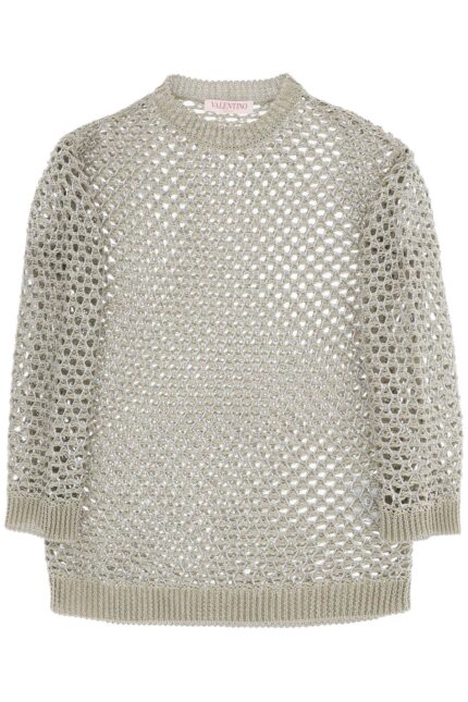 VALENTINO GARAVANI "mesh Knit Pullover With Sequins Embell