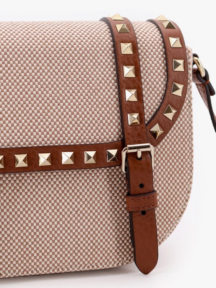 Valentino Garavani Messenger Rockstud Fabric And Leather Shoulder Bag