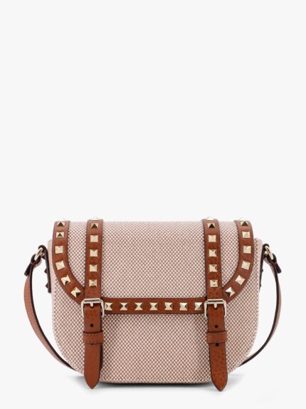 Valentino Garavani Messenger Rockstud Fabric And Leather Shoulder Bag
