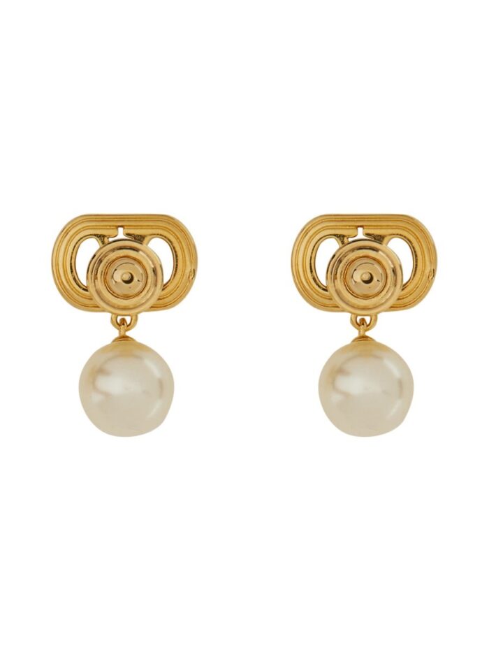 Valentino Garavani METAL AND SWAROVSKI® PEARL OVALETTE EARRINGS