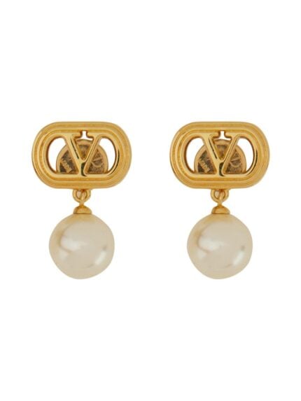 Valentino Garavani METAL AND SWAROVSKI® PEARL OVALETTE EARRINGS