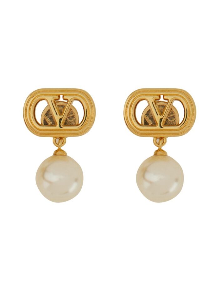 Valentino Garavani METAL AND SWAROVSKI® PEARL OVALETTE EARRINGS