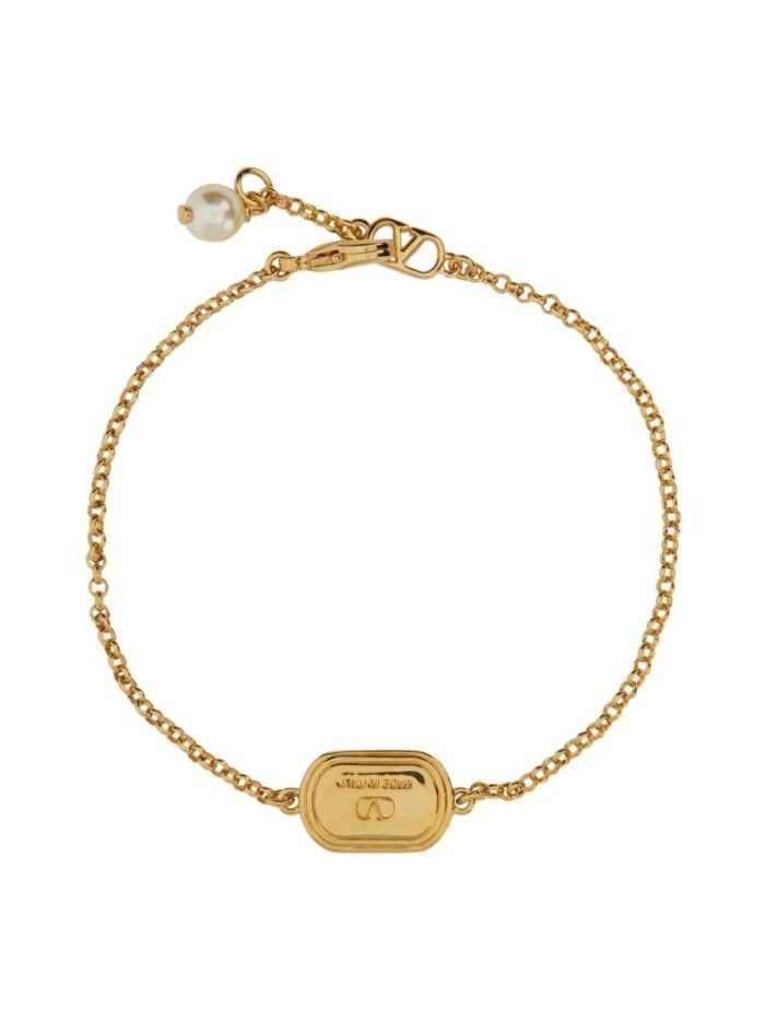Valentino Garavani METAL, ENAMEL, CRYSTAL AND SWAROVSKI® PEARL "OVALETTE" BRACELET