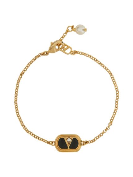 Valentino Garavani METAL, ENAMEL, CRYSTAL AND SWAROVSKI® PEARL "OVALETTE" BRACELET