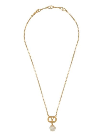 Valentino Garavani METAL "OVALETTE" NECKLACE WITH SWAROVSKI® PEARL