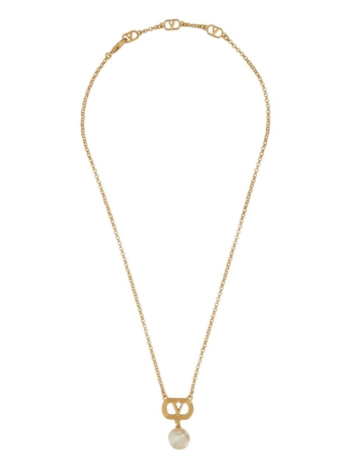 Valentino Garavani METAL "OVALETTE" NECKLACE WITH SWAROVSKI® PEARL