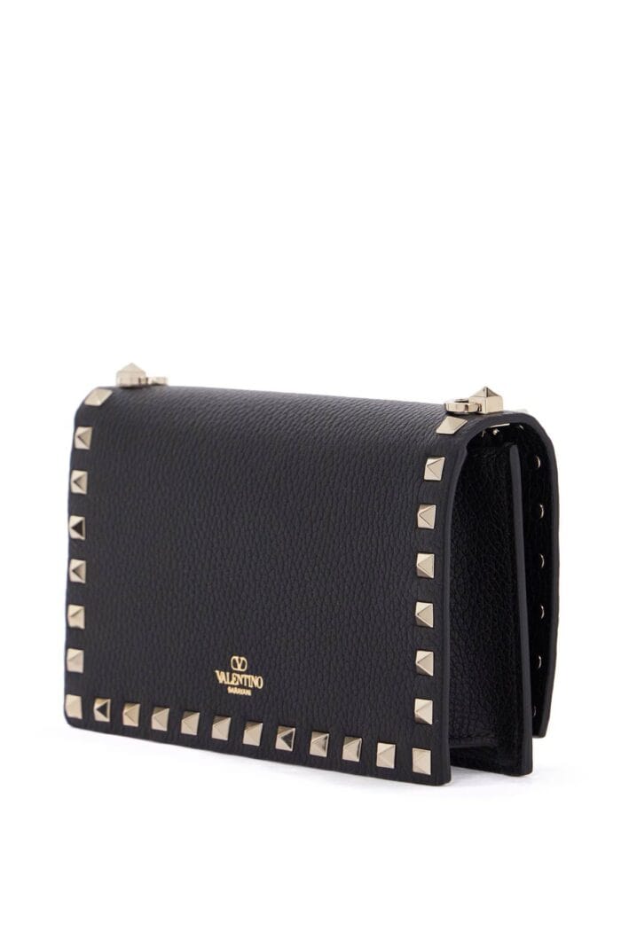 VALENTINO GARAVANI Mini Black Leather Bag With Golden Metal Studs