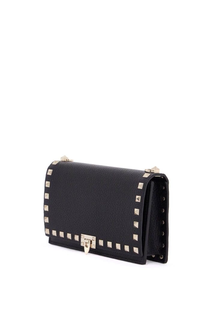 VALENTINO GARAVANI Mini Black Leather Bag With Golden Metal Studs