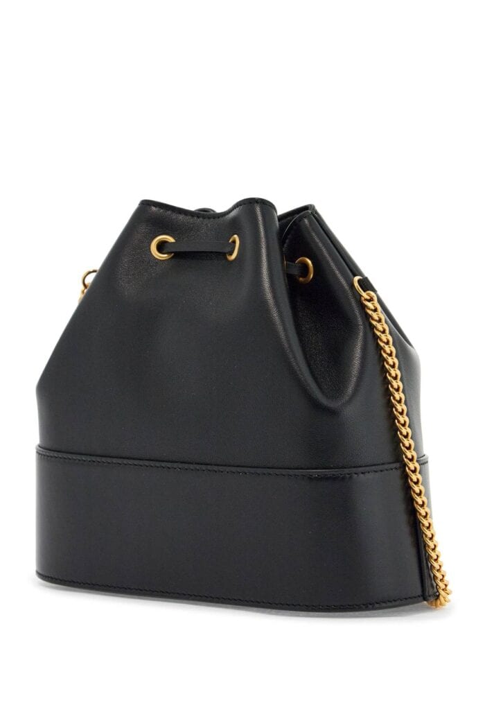 VALENTINO GARAVANI Mini Bucket Bag In Black Leather With Drawstring