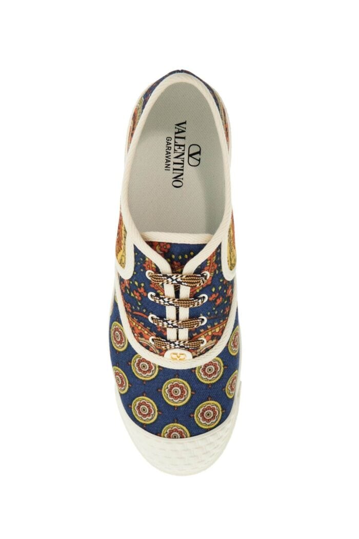 VALENTINO GARAVANI Multicolor Cotton Sneakers With Elaborate Print