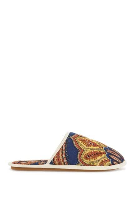 VALENTINO GARAVANI Multicolor Floral Cotton Slide Slippers For Home And Short Outings