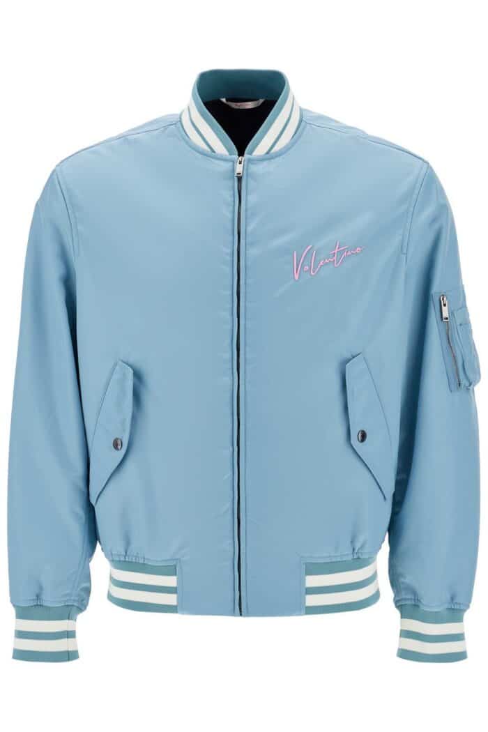 VALENTINO GARAVANI Nylon Bomber Jacket With Embroidery And Print.