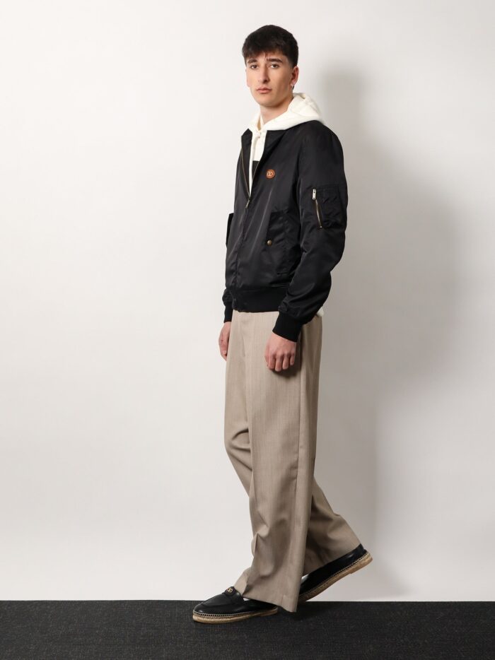 Valentino Garavani Nylon Bomber With Leather Patch And Vlogo Detail