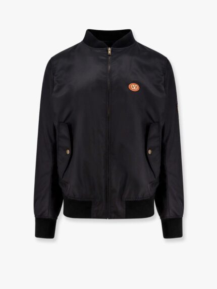 Valentino Garavani Nylon Bomber With Leather Patch And Vlogo Detail
