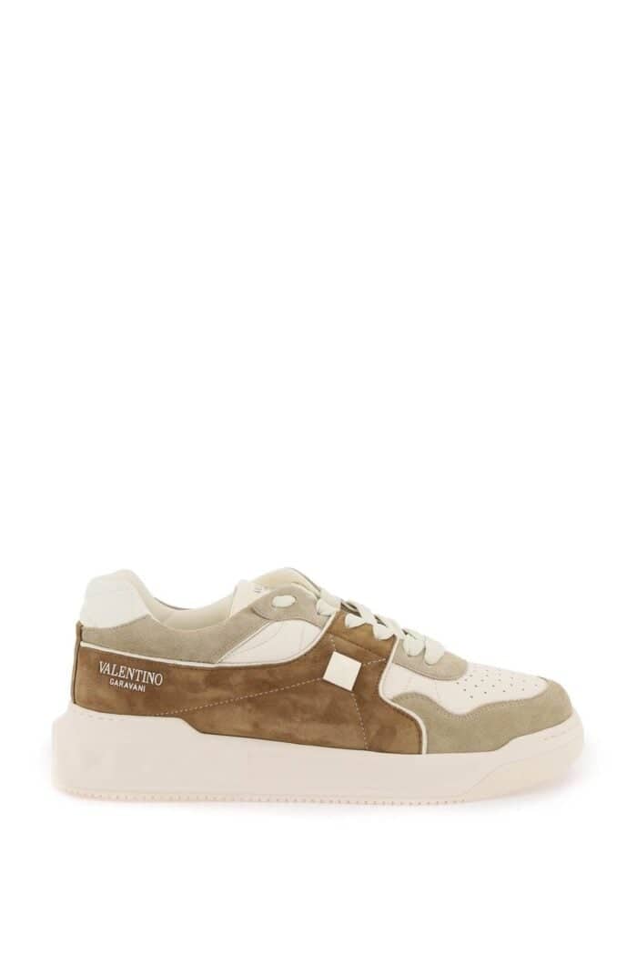 Valentino Garavani One Stud Crust And Nappa Leather Sneakers