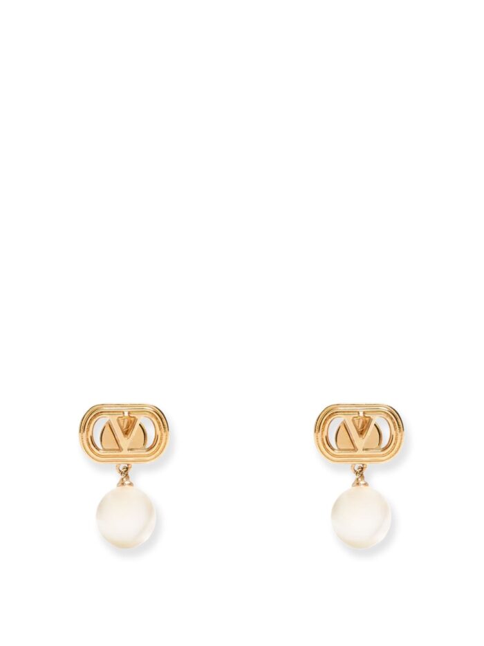 Valentino Garavani Ovalette Metal Earrings With Swarovski Pearls