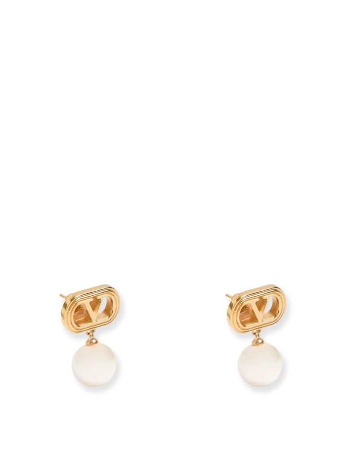 Valentino Garavani Ovalette Metal Earrings With Swarovski Pearls