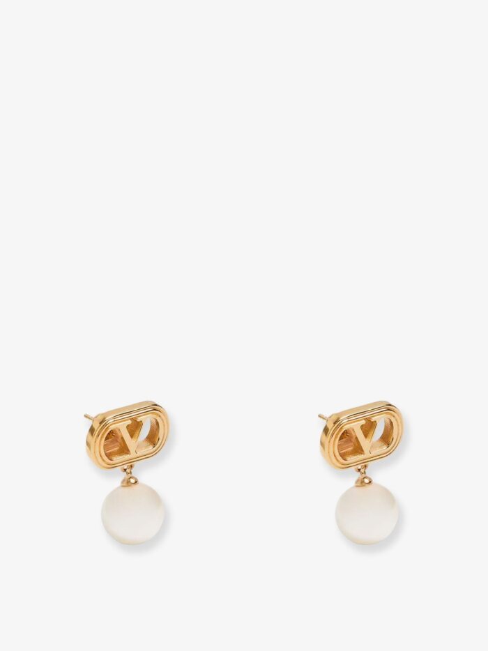 Valentino Garavani Ovalette Metal Earrings With Swarovski Pearls