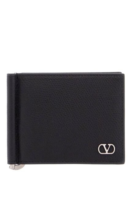 VALENTINO GARAVANI Portafoglio Uomo Bifold Pelle Nera Con Fessure Carte