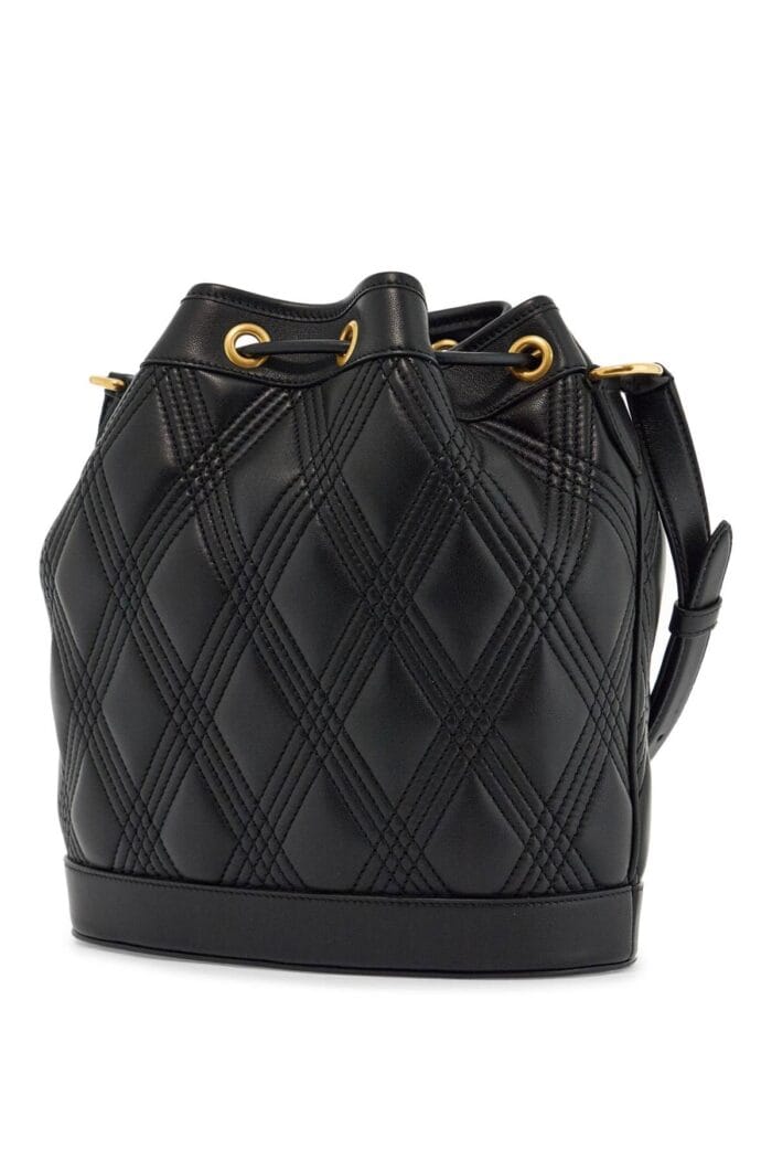 VALENTINO GARAVANI Quilted Black Leather Drawstring Bag