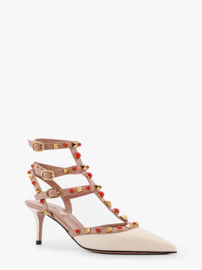 Valentino Garavani Rockstud Leather Slingback With Cabochon Stones
