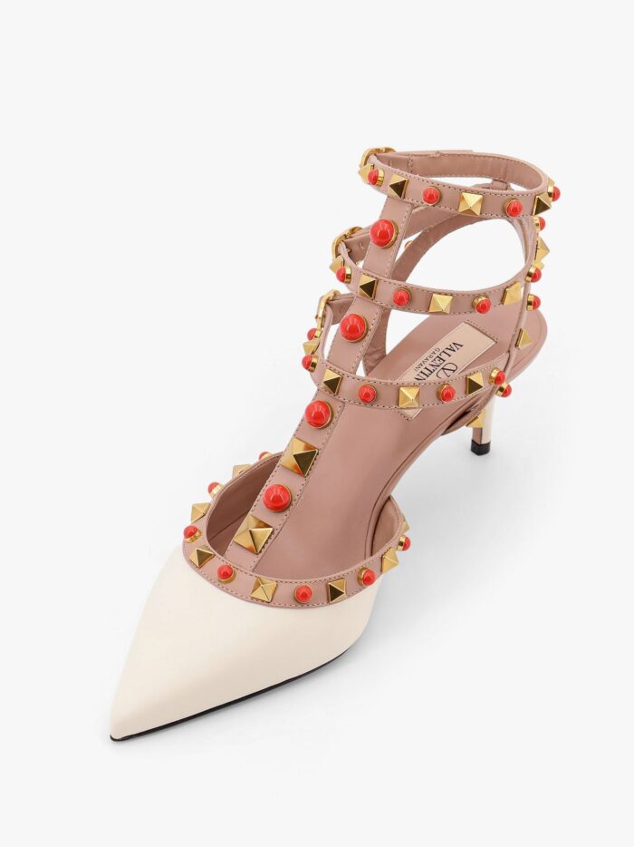 Valentino Garavani Rockstud Leather Slingback With Cabochon Stones