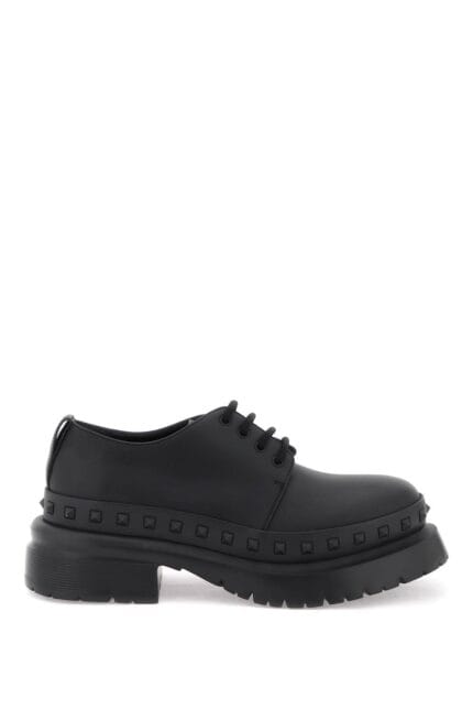 Valentino Garavani Rockstud M-way Leather Derby Shoes