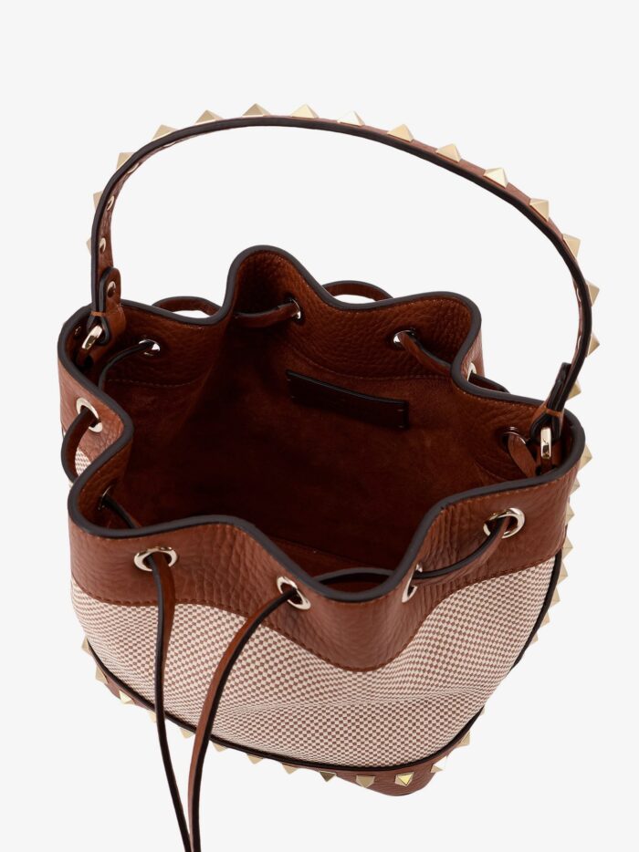 Valentino Garavani Rockstud Spike Canvas And Leather Shoulder Bag